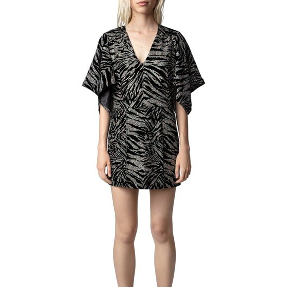 Zadig & Voltaire ~ Rilena Velvet Sparkle Minidress in Noir ~ XS - Picture 1 of 14